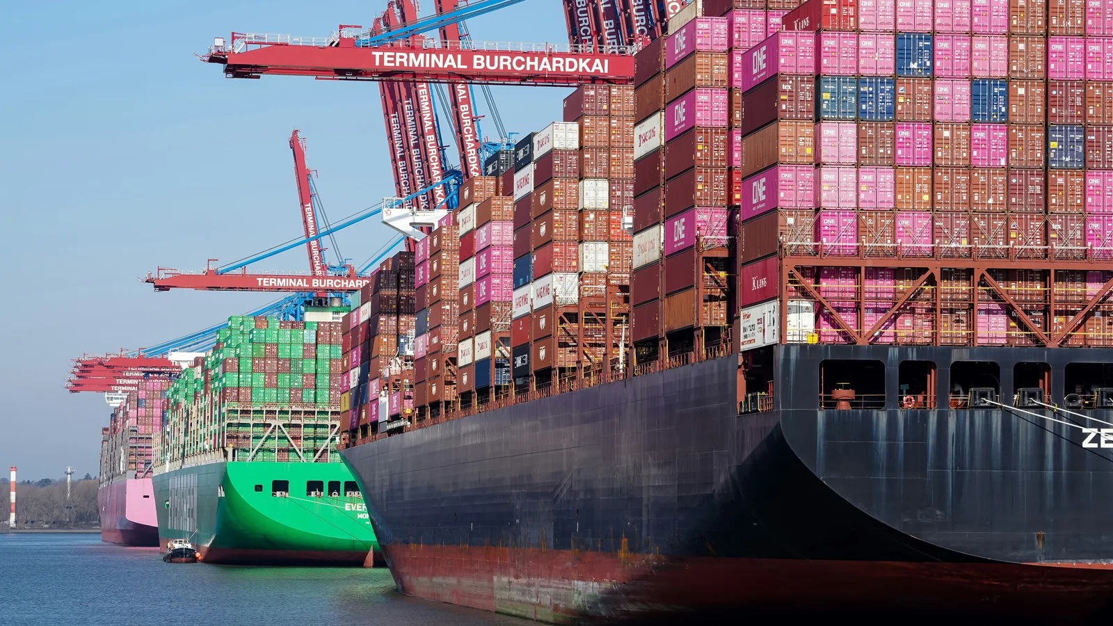 Container ships at a commercial port